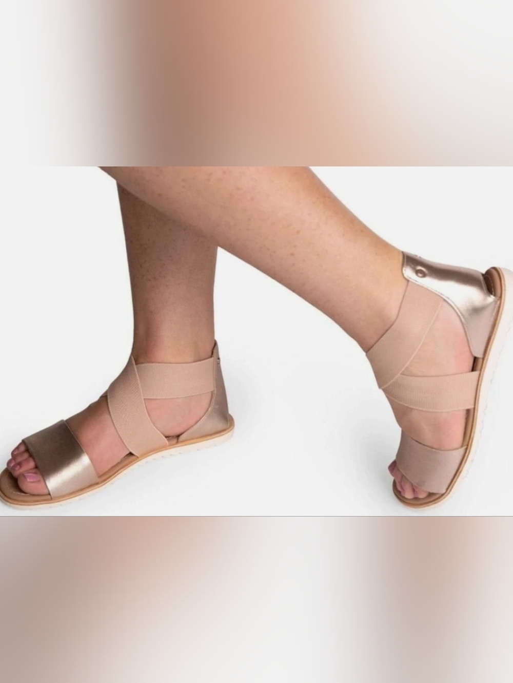 Sorel Ella II Flat Strappy Gold Sandals Size 8.5 New MSRP $80
